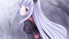 White hair long hair anime girls blue eyes game cg kitto todoku 