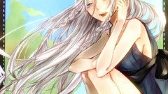 White hair long hair anime girls blue eyes vocaloid ia