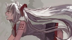 White hair long hair anime girls hatsune miku vocaloid animal 