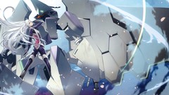 White hair long hair anime girls mecha Kozaki Yusuke