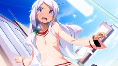 White hair long hair anime girls open mouth game cg purple eyes 
