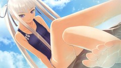 White hair long hair anime girls shining tears tony taka purple 
