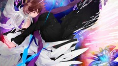 White hair long hair brunettes short hair guilty crown anime 