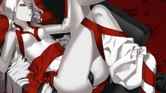 White hair long hair gray eyes anime girls panties original 