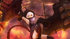 White hair mechanical anime girls armpits boots strength black 