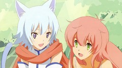 White hair pink hair animal ears watashi Jinrui wa Suitai 