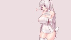 White hair playstation 3 anime girls blue eyes gray hair boobs 