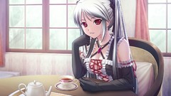 White hair red eyes anime girls