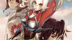 White hair red eyes anime girls heterochromia artwork Midori Foo