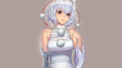 White hair red eyes anime girls short hair touhou inubashiri 