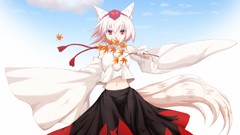 White hair red eyes anime girls touhou animal ears inubashiri 