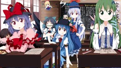 White hair red eyes blue hair long hair anime girls green eyes 