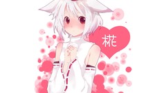 White hair red eyes blush anime girls short hair touhou animal 
