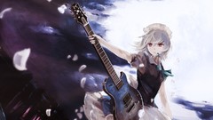 White hair red eyes guitars short hair touhou izayoi sakuya