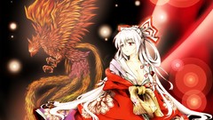 White hair red eyes kimono bows anime girls fujiwara no mokou 