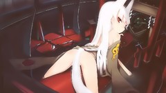 White hair red eyes long hair anime girls animal ears strike 