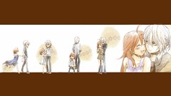 White hair red eyes long hair anime girls brunettes school 