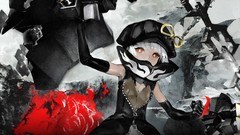 White hair Ribbons strength short hair black rock shooter 