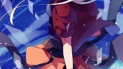 White hair skirts anime girls blue eyes mishima kurone