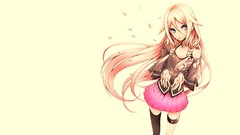 White hair skirts long hair anime girls blue eyes braids 