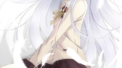 White hair skirts sai angel beats yellow eyes tachibana kanade 