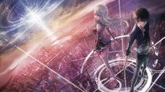 White hair stockings jackets long hair gray eyes anime girls 