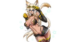 White hair sunglasses long hair blue eyes nekomimi cat ears 