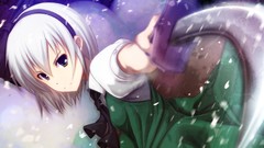 White hair Swords anime girls konpaku youmu touhou video games