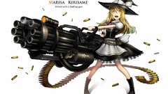 White hats Ribbons anime girls boots braids touhou kirisame 