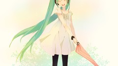 White hatsune miku vocaloid Simple Background