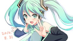 White hatsune miku vocaloid twintails