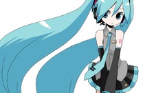 White headphones Anime blue hair long hair blue eyes hatsune 