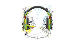 White headphones artwork digital art