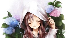 White headphones brown long hair