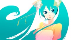 White headphones dress anime girls hatsune miku vocaloid 