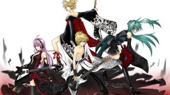 White headphones guitars hatsune miku vocaloid megurine luka 