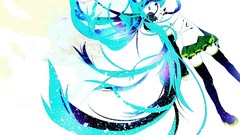 White headphones long hair anime girls hatsune miku vocaloid 