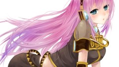 White headphones pink hair vocaloid megurine luka Simple 
