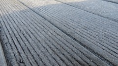 White ice brown frost Frozen deck nails Wood