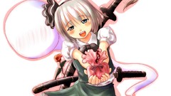 White Katana anime girls konpaku youmu touhou Simple Background