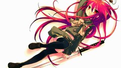 White Katana Anime red eyes Ribbons school uniforms shakugan no 
