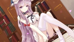 White legs long hair anime girls crow touhou purple hair 