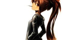 White long hair anime girls brown eyes brunettes mahou shoujo 