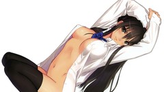 White long hair anime girls brown eyes tony taka Simple 