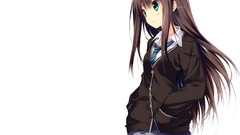 White long hair anime girls brunettes school uniforms shibuya 