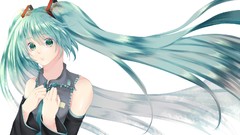 White long hair anime girls green eyes hatsune miku vocaloid 