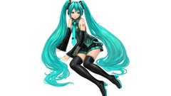 White long hair anime girls hatsune miku vocaloid twintails 