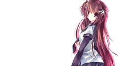 White long hair anime girls seifuku purple eyes Simple 