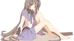 White long hair barefoot anime girls mahou shoujo madoka magica 