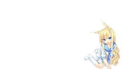 White long hair blue eyes school uniforms animal ears Simple 